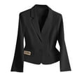 thumbnail image 2 of Wiyuqeen Womens Cropped Blazers Suits Long Sleeve Notch Collar Jacket Suits Solid Lightweight Blazers Plus Size Office Blazer Coats, 2 of 8