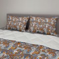 thumbnail image 2 of Vintage Comforter & Sham Bedding Set, Paisley Inspired Swirls Curls Floral Abstract Botanical Oriental, 3 pcs Duvet Set Microfiber Filling Quilt, 5 Sizes, Orange Pale Blue Cream, by Ambesonne, 2 of 4