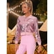 thumbnail image 3 of Disfraz de navidad Allegra K Top de lentejuelas brillante para mujer chaqueta de bombardero Rosa L, 3 of 6