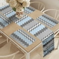 thumbnail image 2 of Ambesonne Abstract Table Runner & Placemats, Vintage Chevron Design, Placemat 4 pcs + Runner 12"x90", Sky Blue Dimgray, 2 of 2