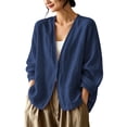 thumbnail image 5 of Edvintorg Women Cardigan Loose Lightweight Long Sleeve Open Front Cardigans Cotton and Linen Fall Clothes for Women Navy S-2XL, 5 of 9