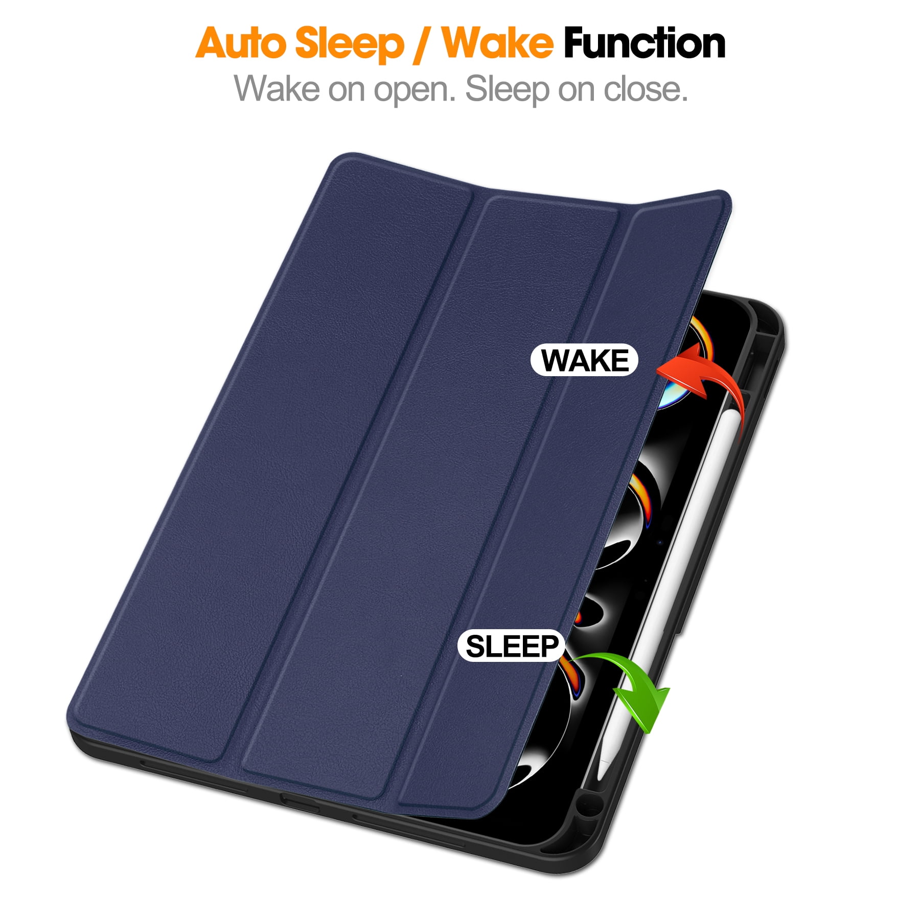 Allytechgroup iPad Pro 11 M4 2024 Case, Slim Flip Smart Cover Auto Sleep Wake with Pencil Holder Multi Angle Veiwing Stand Shockproof Case for Apple iPad Pro 11 inch 2024,Darkblue