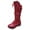 Red, variant on Mostsola Knee High Boots Women Lace up Motorcycle Boots Low Heel Round Toe Mid Calf Riding Boots