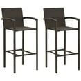 thumbnail image 1 of vidaXL Bar Stools 2 pcs Brown Poly Rattan, 1 of 5