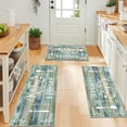 thumbnail image 5 of Boho Kitchen Rug Sets 3 Pieces, Washable Kitchen Mats for Floor, Non Slip Soft Kitchen Area Rug Floor Mat for Kitchen, Laundry Room and Hallway (Teal and Brown, 20''x32''+20''x47''+20''x59''), 5 of 6