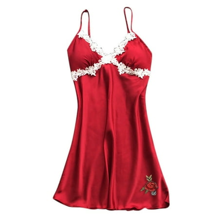 

JeashCHAT Sexy Lingerie for Women Sexy Satin Silk Nightdress Lingerie Pajamas Sexy Top Sling Pajamas