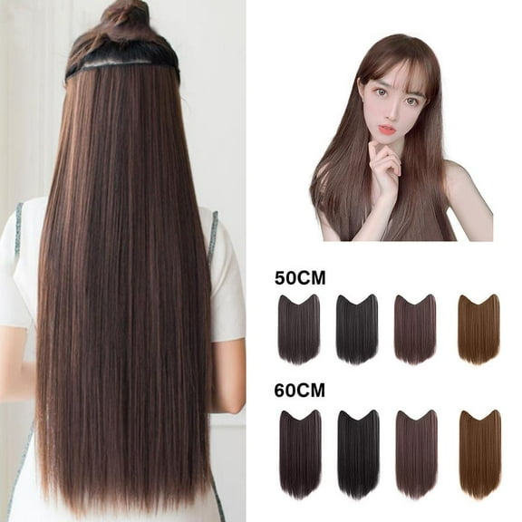 SSKFHGI Hair Extension Long Straight Clip In One Piece Color Synthetic Hairpiece