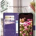 thumbnail image 4 of Compatible with iPhone 14 Wallet Case for Women,Butterfly Embossed PU Leather Flip Folio Cover Credit Card Holder Slots Stand Wallet Phone Case for iPhone 14 6.1 Inch (Purple), 4 of 13
