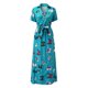 thumbnail image 4 of Vestido largo ajustado de mujer con estampado, cuello en V y encaje - Mezcla de poliéster, tallas S-XXL, diseño sin espalda para la playa o fiestas, 4 of 6