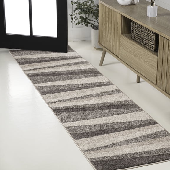 JONATHAN Y DAZZLE 2 x 8 Runner Rug, Prism Geometric Striped - Beige/Brown, DZC101C-28