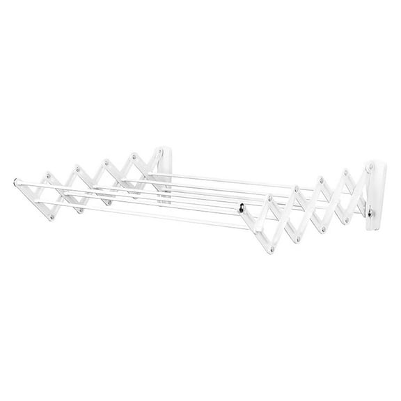 Accordion Drying Rack, Wall Mount 24 Inch - Folding Laundry Rack for Wet Clothes, Towels - Space Saving, 18 Inch Open, 5.25 Inch Folded, White