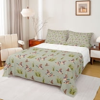 jejeloiu Farmhouse Mallard Duck Twin Sheet Sets,Green Brown Bedding For Teens 3pcs