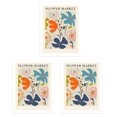 thumbnail image 1 of Billuyoard Paquete de 3 cuadros colgantes sin marco con estampado de flores, Material de lona, ​​póster Multicolor de color rápido para sala de estar, Decoración del hogar Billuyoard HA011817-00, 1 of 6