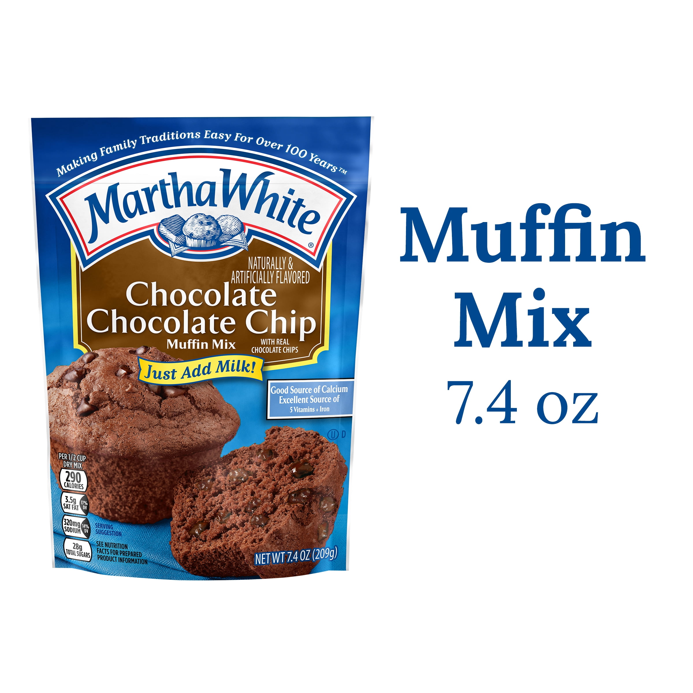 Martha White Chocolate Chocolate Chip Muffin Mix, 7 Oz Bag