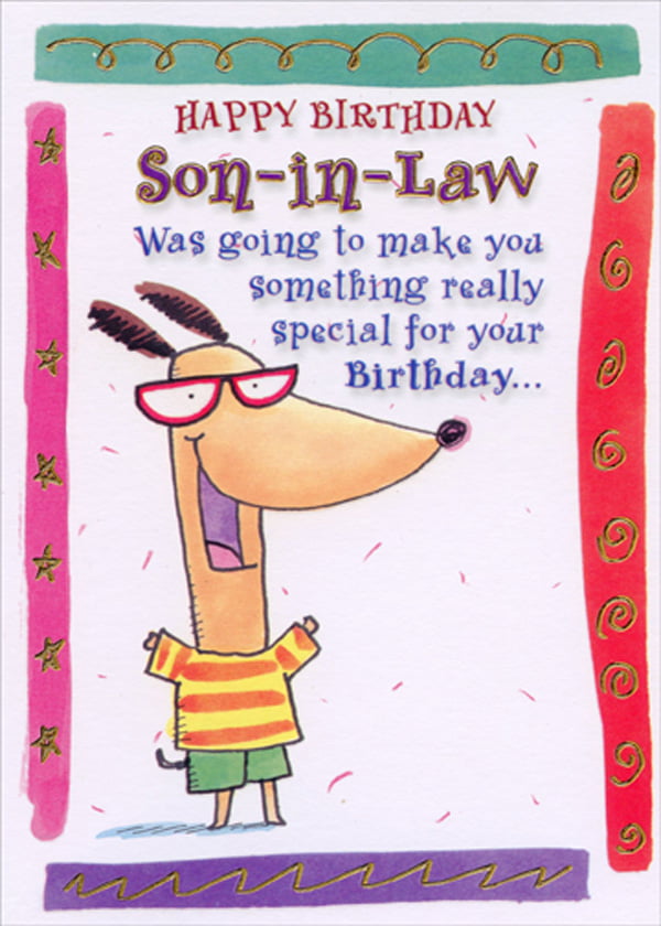 Designer Greetings Dog with Striped Shirt and Red Glasses