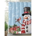 thumbnail image 2 of Light Blue Snowman Christmas Shower Curtain Set, Waterproof Shower Curtains for Bathroom, Winter Snowflake Xmas Gifts Washable Fabric Cloth Bath Curtain for Bathtub Decoration with Hooks 72x78 Inches, 2 of 6