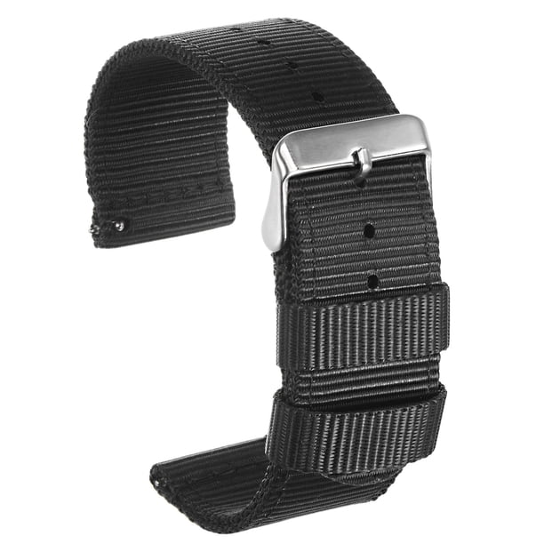 Amarillo Nylon Reloj Correa 24mm Ancho Duradero Nylon Correa con Plata Hebilla, Universal Reemplazo Lienzo Reloj Correa 49
