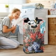 thumbnail image 5 of Yayeee Freestanding Laundry Hamper with Handle Collapsible Large Storage Basket for Clothes, Red Vibrant Flowers, 5 of 7