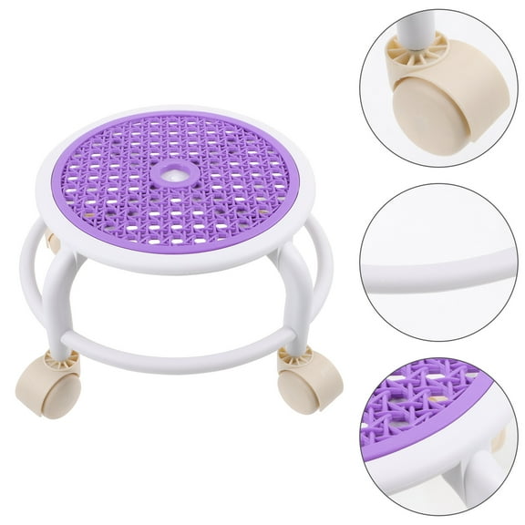 HEMOTON Low Stool with Wheels Swivel Rolling Stool Round Small Stool for Pedicure