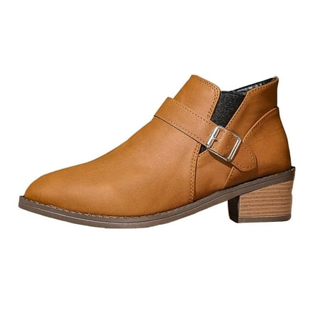 

DVKOVI Cowboy Boots for Girls Womens Western Booties Women s Low Top Pointed Toe Fashionable Heel Ankle Boots Boot for Ladies Fall Winter Low Heel Cowboy Boots for Women Brown 42