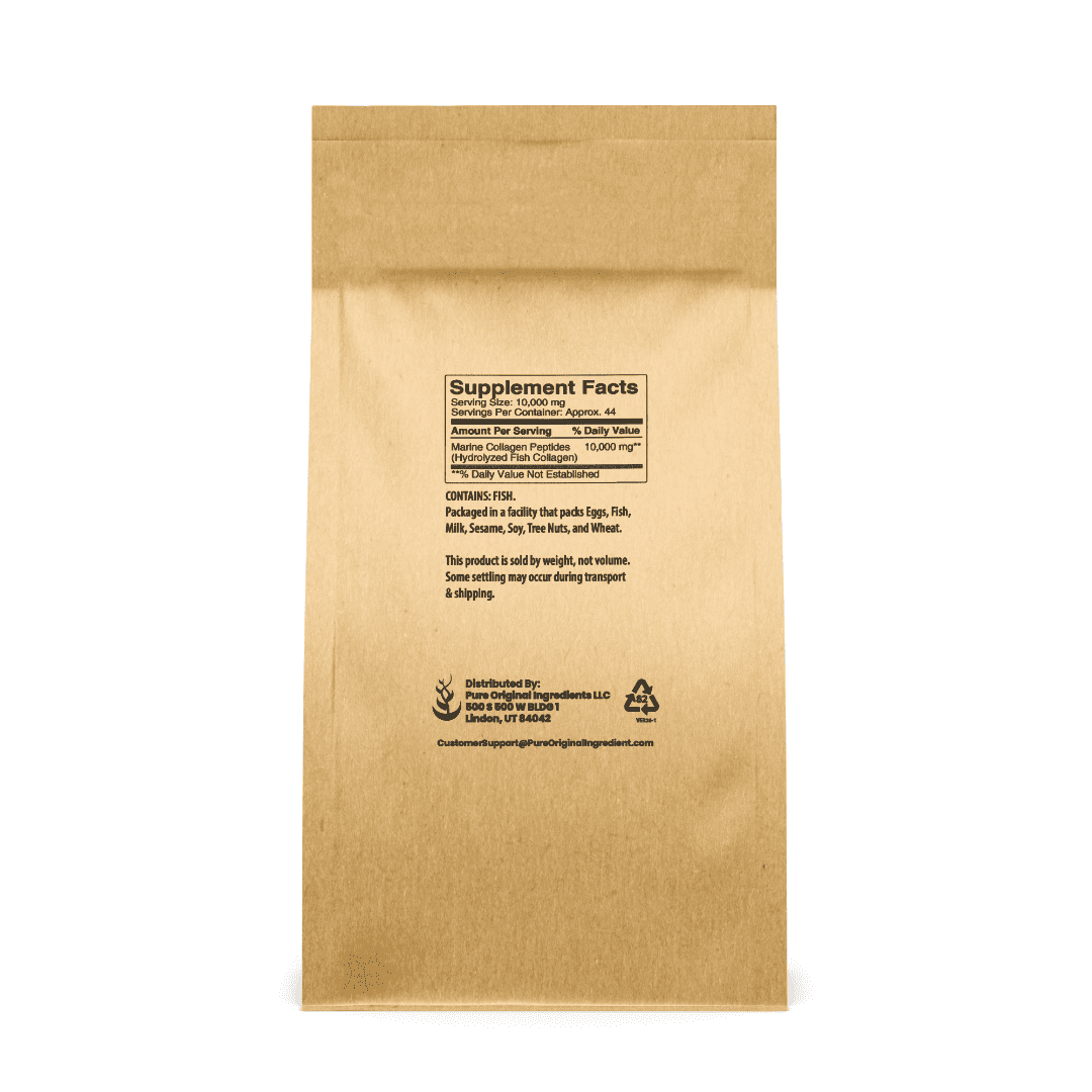 Pure Original Ingredients Marine Collagen Powder 1 lb Natural & Unflavored, Protein Peptides, Resealable Bag