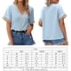thumbnail image 2 of Camiseta De Gasa Camiseta de retazos de encaje Camiseta de gasa con cuello en V para mujer Camiseta holgada de verano (Azul L) Cgtredaw para Mujer Azul T L, 2 of 6