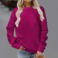 thumbnail image 2 of Atogsazn Shirts for Women Long Sleeve Pullover Tops Loose Sweatshirt Casual Round Neck Blouse Hot Pink M, 2 of 5