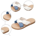thumbnail image 7 of Beach Shoes for Women Canvas Bowtie Open Toe Flat Slides Sandals Casual Summer Vacation Slip on Slippers Blue Size 8, 7 of 7
