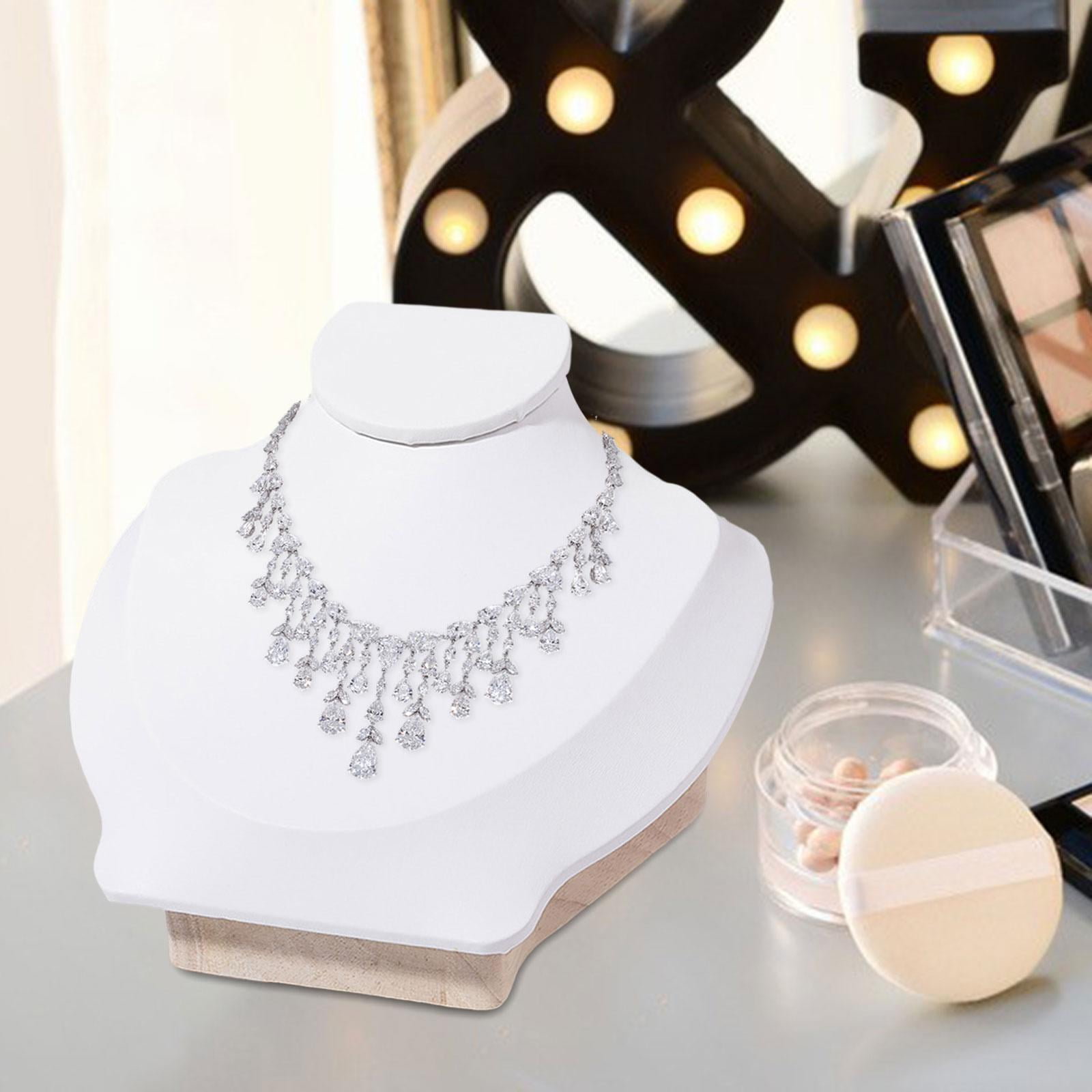 Milageto Jewelry Bust Wood Display Necklace Mannequin for Retail Stores Women Bedroom White