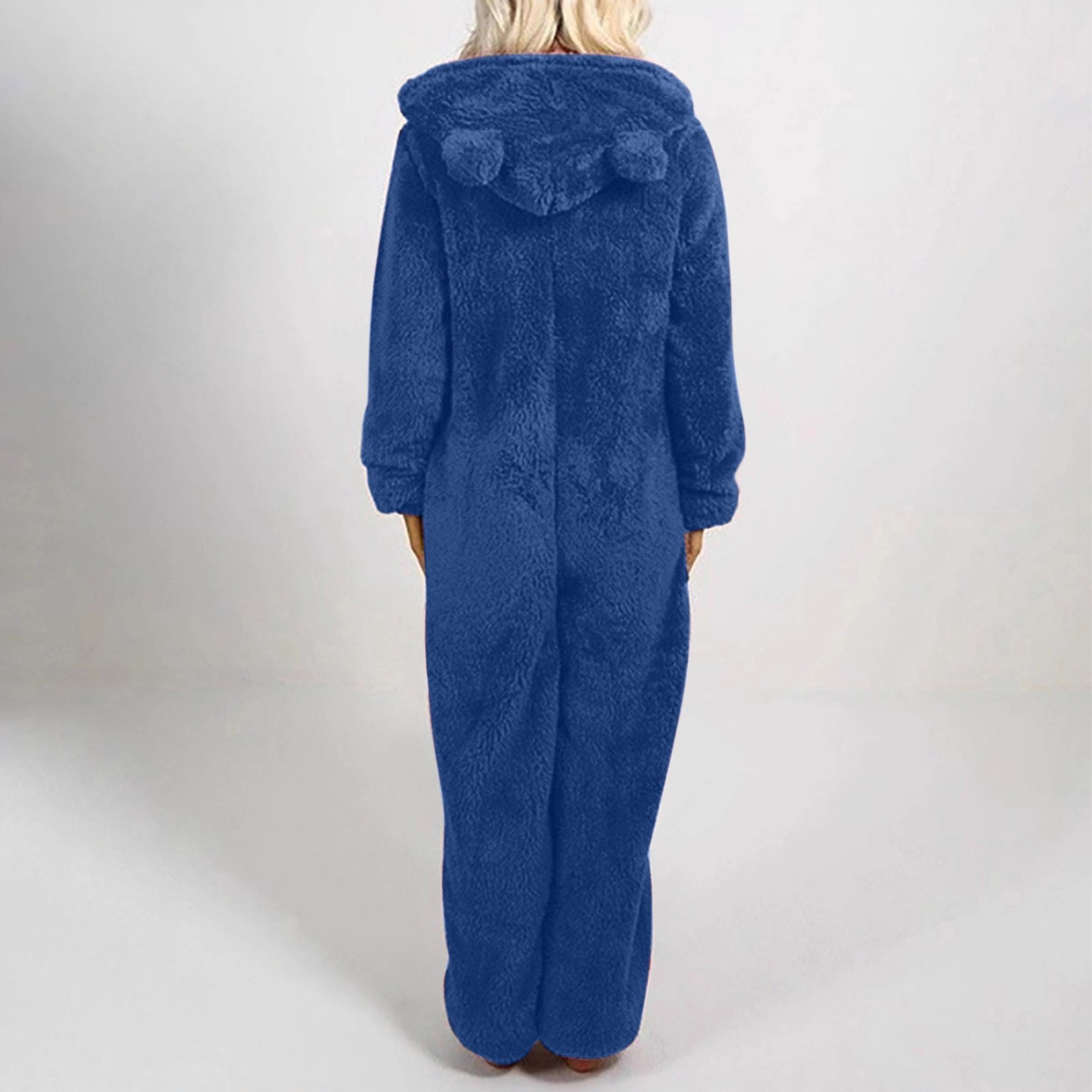 Women's Onesies Pajamas Sherpa One Piece Romper Zipper Cute Hooded Jumpsuit Pajama Loungewear