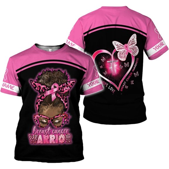 Personalized Name Breast Cancer Shirt - Survivor Shirts, Pink Cancer Tee S-5XL (T-shirt, S)