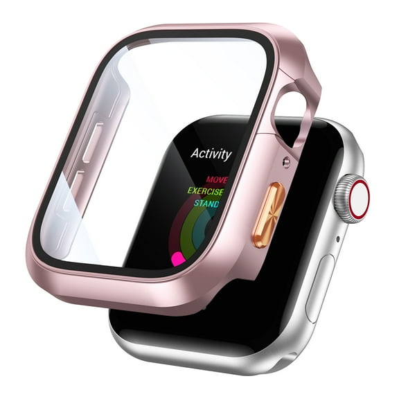 Allytechgroup for Apple Watch Screen Protector Case Series 11/10 46mm, iWatch Protective Face Cover, Tempered Glass Film Hard PC Bumper for Women Men, Ultra-Thin Guard, Rosegold