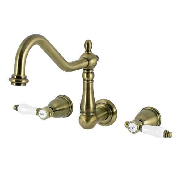 Kingston Brass KS1023BPL Bel-Air Two-Handle Wall Mount Roman Tub Faucet, Antique Brass