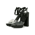 thumbnail image 5 of Women Clear Open Pointy Toe Embossed Chunky Platform Heel Sandal 18713, 5 of 7