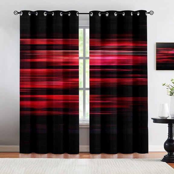 Red And Black Black Out Curtains, Geometric Artistic Smear Curtains , Abstract Graffiti Curtains For Bedroom, Modern Thermal Curtains For Kitchen Windows Drapes 42"W x 63"L (Pack of 2)