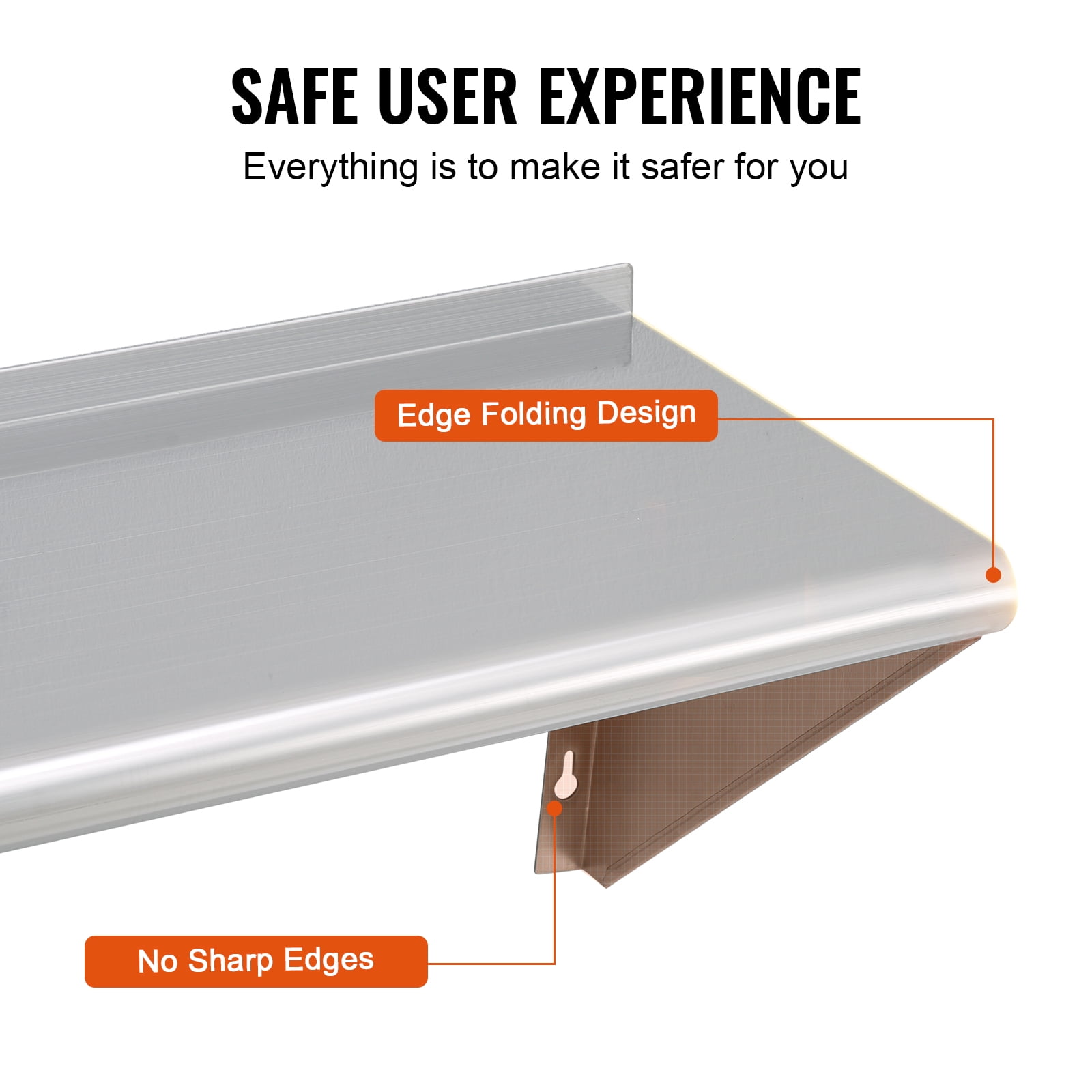 Stainless Steel Wall Mounted Shelf 18 x 60”, , Commercial Wall Shelf/Backsplash Food Service Storage Rack Shelving for Restaurant, Kitchen and Hotel