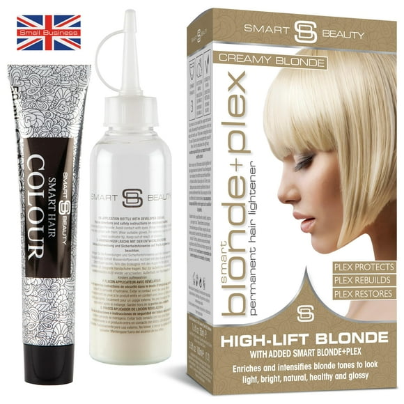 Smart Beauty Creamy Blonde Hair Dye Permanent with Plex Anti-Breakage Technology that Protects Rebuilds Restores Hair Structure, Permanent Hair Colour, Bleach Hair Dye, Vegan, Cruelty Free