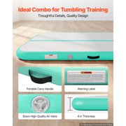 KFFKFF Inflatable Gymnastics Air Mat 10 ft Training Mat with Electric Pump, 4-inch Thick Durable Tumble Track, Versatile Mat for Home, Gym, Outdoor, Yoga, Cheerleading, Beach, Park, Mint Green