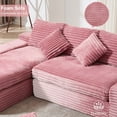 thumbnail image 6 of GNIXUU 98.8” Modular Sectional Sofa, Cloud Boneless Couch with Deep Seat Chaise, Comfy Corduroy L-Shape Convertible Modern Sponge Compression Sofas for Living Room,Bedroom,Office,Pink, 6 of 7