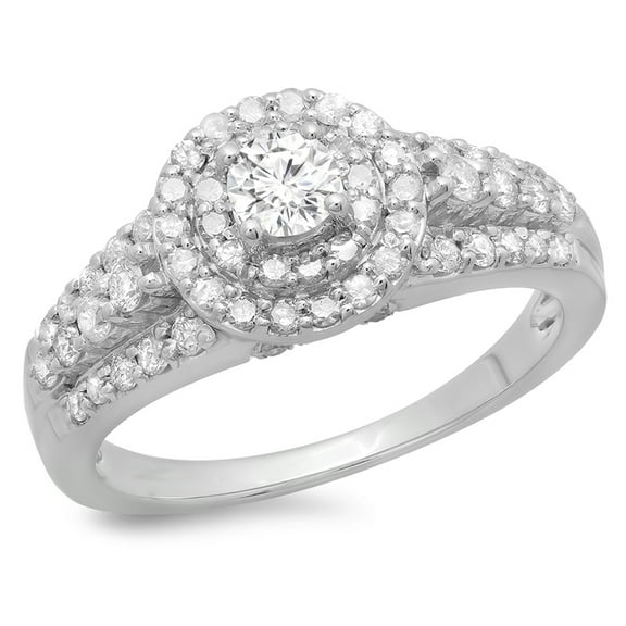 Dazzlingrock Collection 1.00 Carat (ctw) 14K Round Cut Diamond Vintage Bridal Halo Engagement Ring 1 CT, White Gold, Size 9