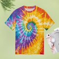 thumbnail image 4 of Colorful Swirls Tie-dye Womens Tops Women's Fashion Casual Short Sleeve Flower Print Round Neck Pullover Top Blouse, 4 of 6