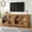 Brown, variant on PORKISS Two-Tone TV Stand for 70", Vintage Media Console Cabinet with 4 Arched Tempered Glass Doors, Entertainment Center with Cable Management and Storage, Blue