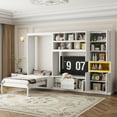 thumbnail image 3 of Harper & Bright Designs Twin Size Murphy Bed with Cabinets and TV Stand, Wooden Twin Cabinet Bed Wall Bed with Storage Shelves, Folding Wall Chest Bed with 2 Drawers, White, 3 of 18