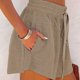 thumbnail image 2 of Pantalones cortos de pierna ancha para mujer con cierre de cordón y bolsillos laterales pantalones cortos de verano de estilo suelto de poliéster, 2 of 6