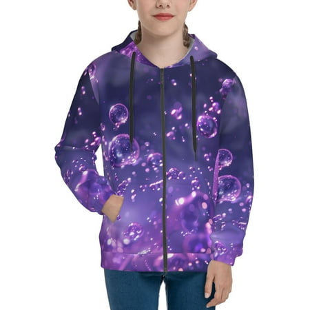 

Hoodies for Women Purple Bubble Abstract Art Long Sleeve Sweatshirt Drawstring Zip Up Hoodie with Pockets Teen Girl Clothes