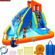 Sportspower™ Big Wave II Inflatable Water Slide with Climbing Wall & Splash Pool, Ages 3-8, Heavy Duty, ASTM Certified, Lifetime Warranty on Included Blower