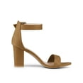 thumbnail image 3 of BLISSFUL STEP Women's Shoes Ankle Strap Block Heel Buckle Open Toe Sandals Brown 7, 3 of 8