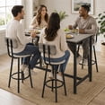 thumbnail image 3 of UHOMEPRO 5 Pieces Dining Table Set, Bar Table and Chairs Set, Counter Height Dining Table with 4 Velvet Chairs, Compact Kitchen Table Set for Home Breakfast Nook, Gray, 3 of 8