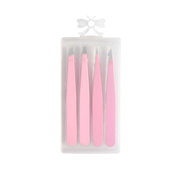 Xihbxyly Pinzas de Acero Inoxidable, Juego de 4 Pinzas de Precisión, Diseño Ergonómico para Mayor Comodidad, Material Resistente a La Oxidación, Ideal para Depilación de Cejas, Aplicación de Pestañas