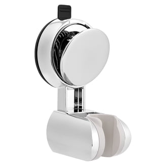 360° Rotating Suction Cup Shower Holder – Adjustable Handheld Shower Head Bracket – No-Drill Installation – Fits Smooth Tiles, Glass, Marble – Holds Up To 35 Lbs – Silver